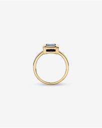 Michael Hill - Emerald Cut Created Sapphire Bezel Ring in 10kt Yellow Gold