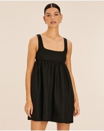AERE - Linen Gathered Mini Dress