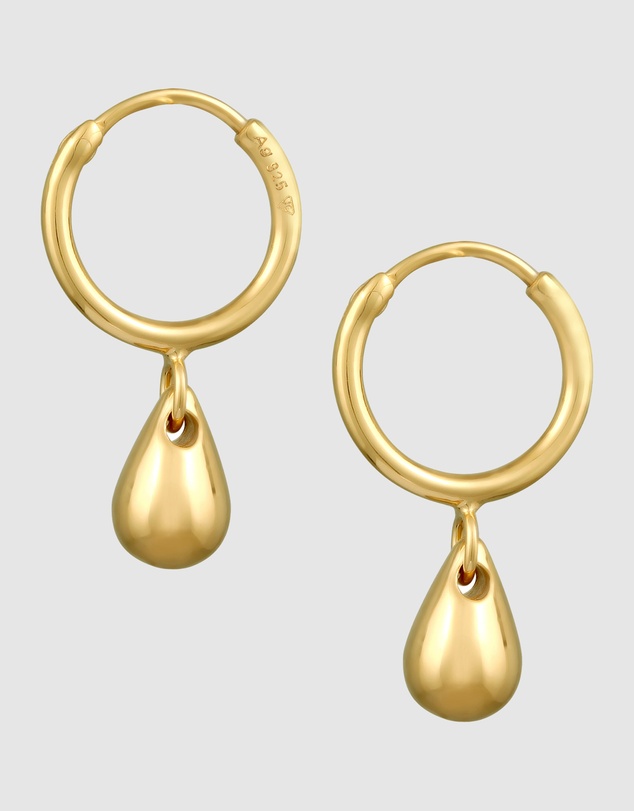 Elli Jewelry - Teardrop Hoop Earrings in Gold-Plated 925 Silver