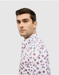 Politix - Two-tone Floral Print Long Sleeve Shirt