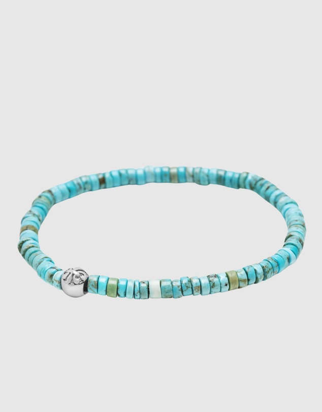 Nialaya Jewellery - Men's Wristband with Turquoise Heishi Beads