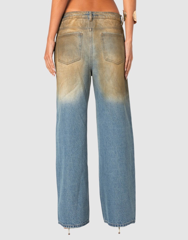 EDIKTED - Muddy Washed Low Rise Jeans