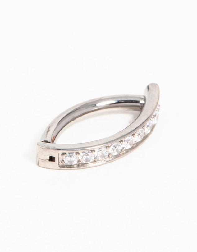 Lovisa - Titanium Cubic Zirconia Curved Ring Belly Ring