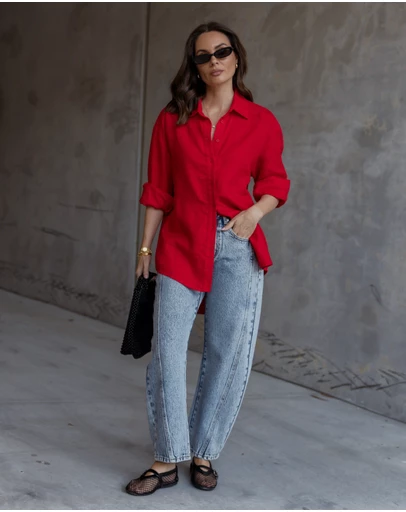 ALEXANDRA - Dune Shirt Red