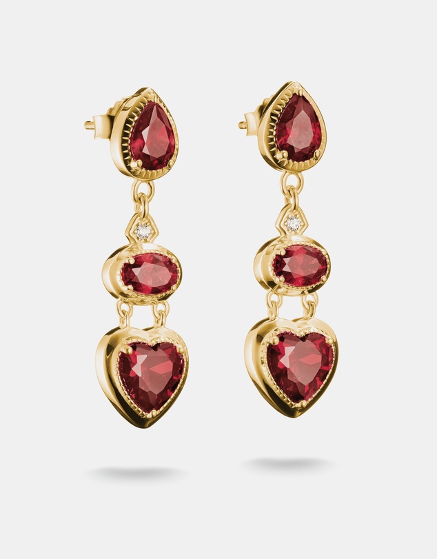 THOMAS SABO - THOMAS SABO Drop Earrings with Red Heart Stones Gold