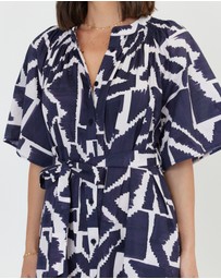 ALEXANDRA - Kitto Dress Navy Geo Print