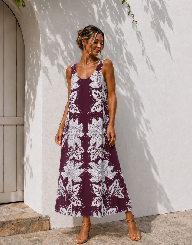Esther & Co - Norelle Dress - Wine Floral
