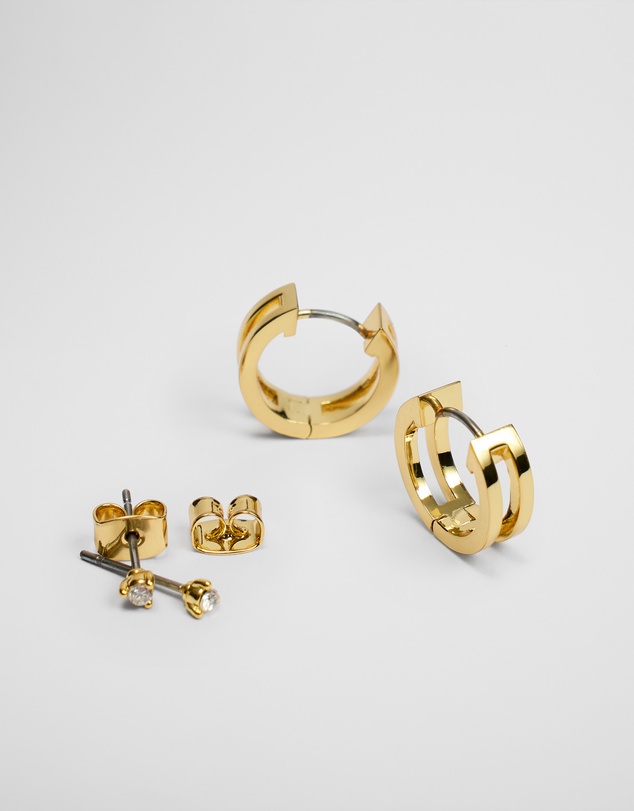 Country Road - Double Hoop Stud Earring Pack Of 2