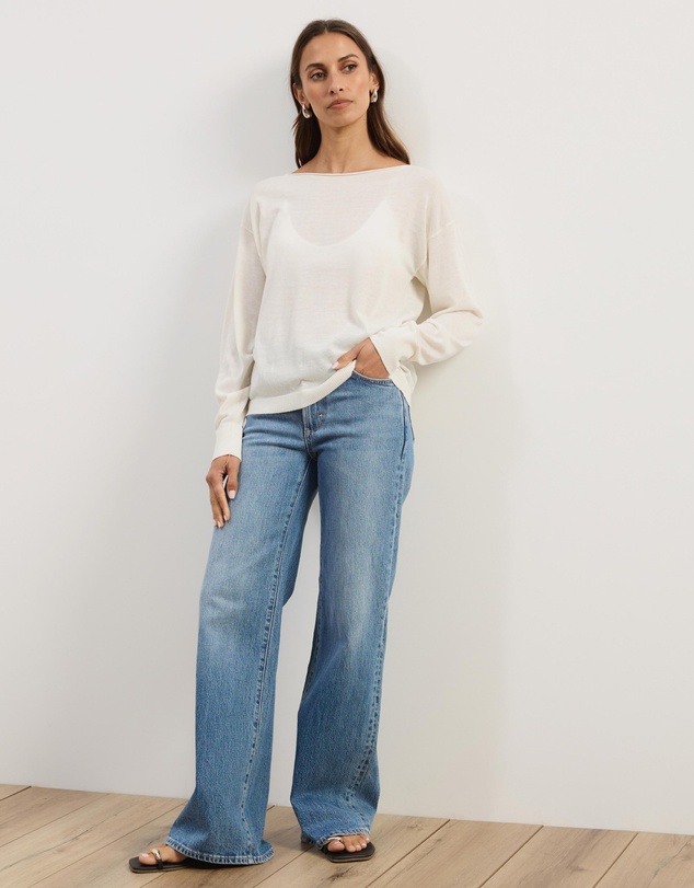 Atmos&Here - Riva Off Shoulder Fine Knit Top With Long Batwing Sleeve