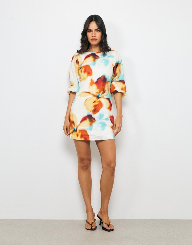 AERE - Emia Sleeved Linen Mini Dress