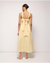 AERE - Raina Tie Back Linen Midi Dress