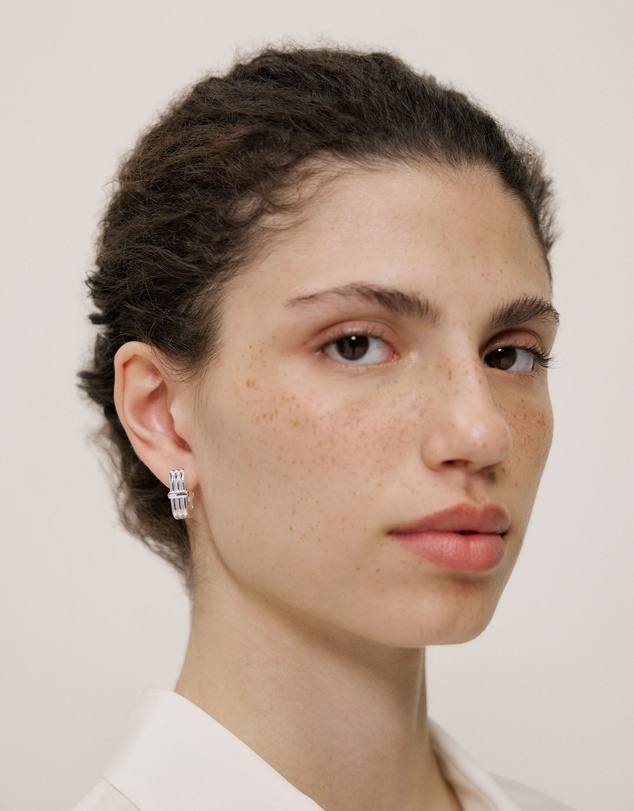 Trenery - Orne Huggie Earrings in Silver