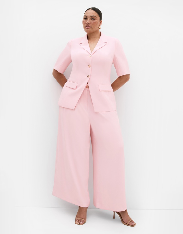 City Chic - Plus size Abbie Gold Hardware Wide Leg Pant - heavenly pink