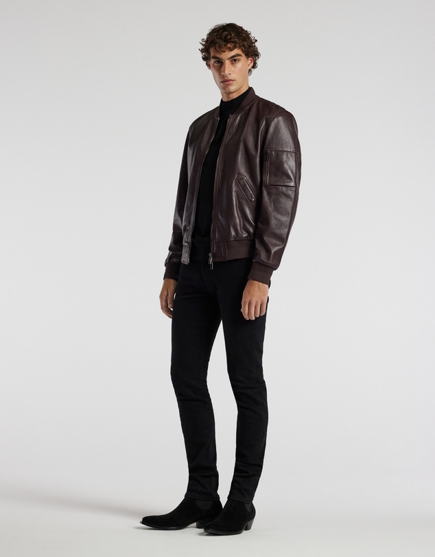 Calibre - Leather Bomber Jacket Wine