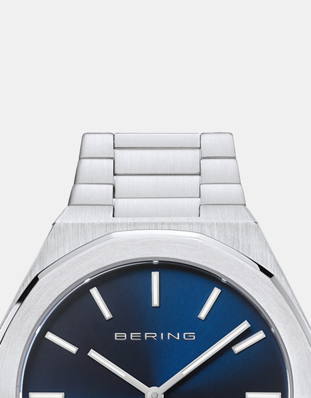 Bering - Mens Classic Polished 41mm Silver Strap Watch