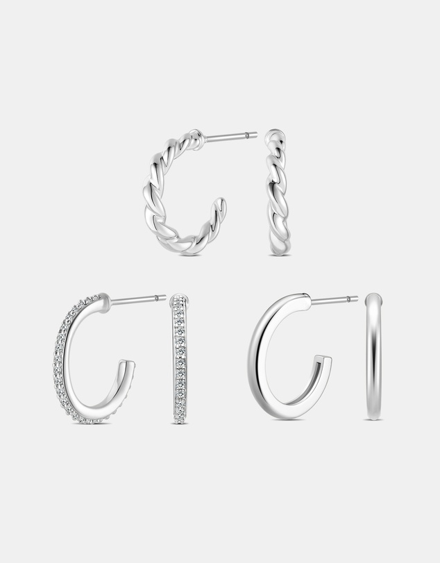 Mestige - Radiance Hoops Set - Silver Plated