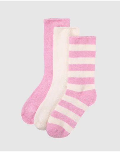 Bamboozld - 3 Pack Fluffy Bamboo Lounge Bed Crew Socks