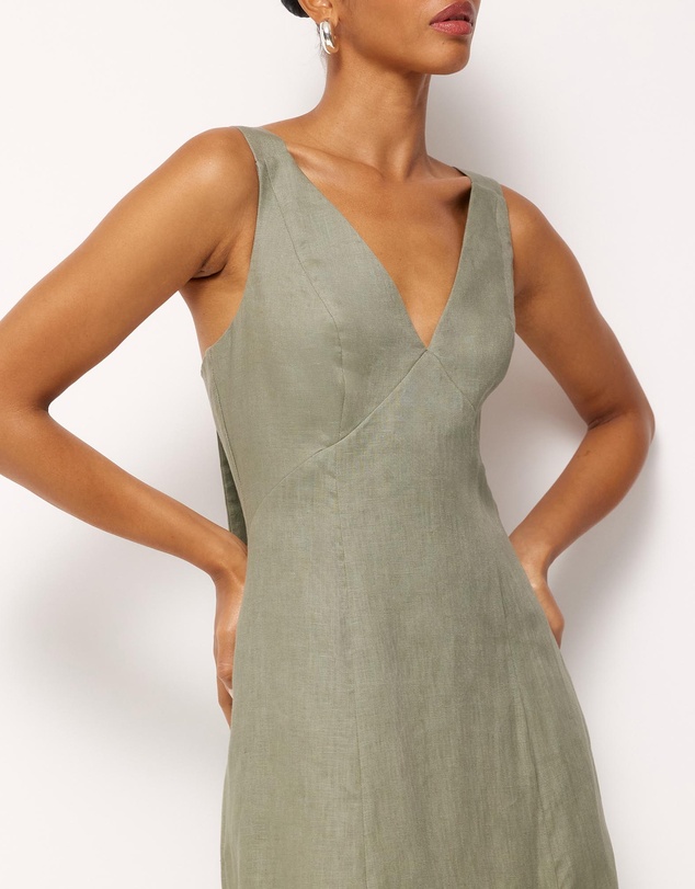 AERE - Tully Linen Back Detail Dress
