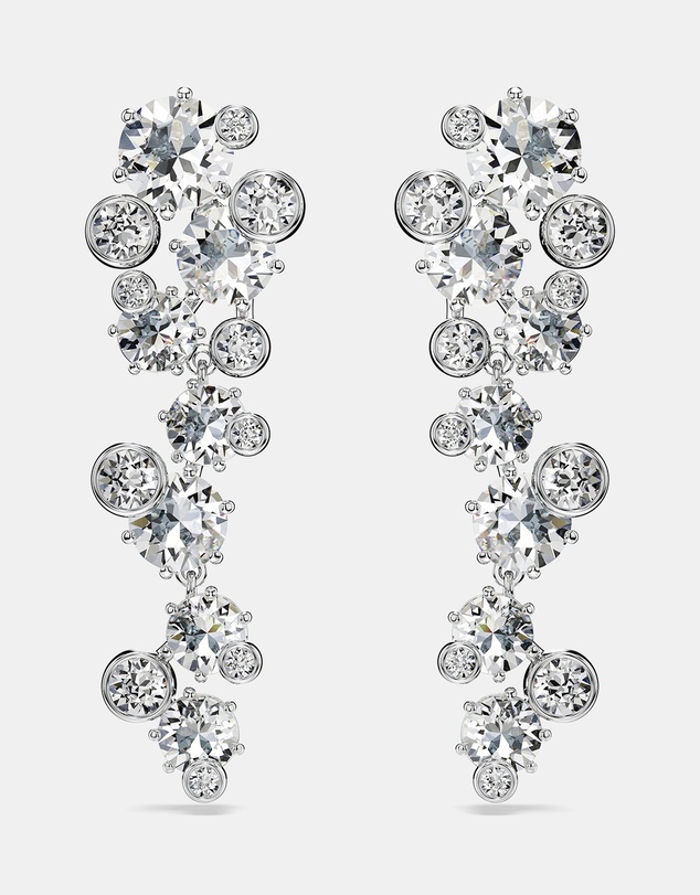 Swarovski - Constella Drop Earrings, Mixed Cuts, White, Rhodium-Plated
