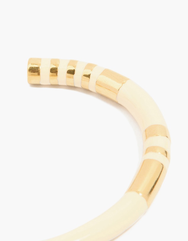 Lovisa - Waterproof Gold Plated Stainless Steel Neutral Toned Enamel Striped Wrist Cuff