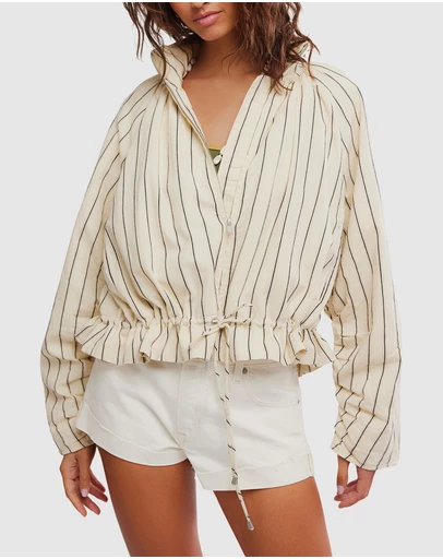 Free People - Devon Balloon Stripped Jacket