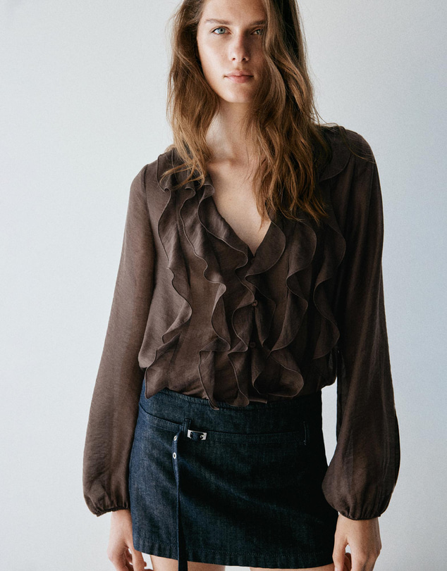 M.N.G - Ruffled Lyocell Blouse