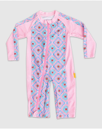 Tyoub - Tyoub Baby Sun-Safe Zip-Up Swimsuit Petal Patchwork