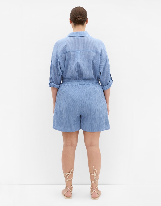 City Chic - Plus size Maia Stripe Cotton Short - indigo