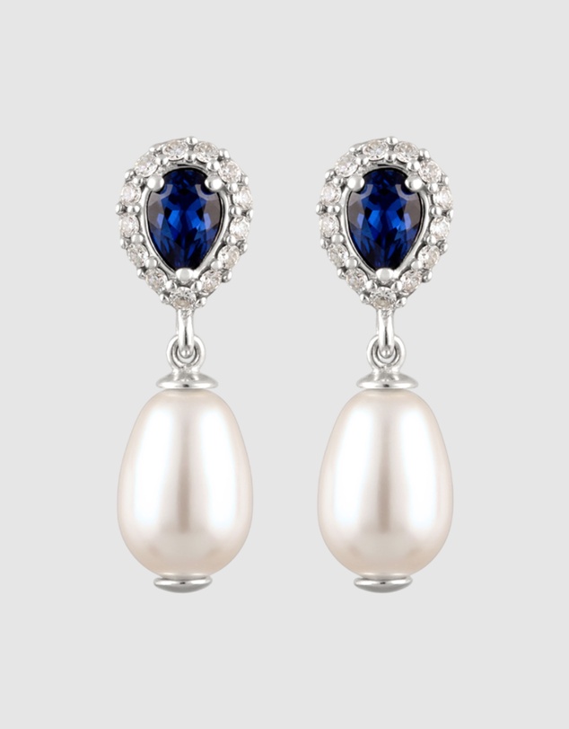 Elli Jewelry - Crystal and Pearl Drop Earrings in 925 Silver