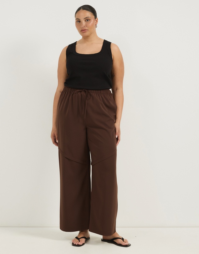 Atmos&Here Curvy - Zoe Relaxed Drawstring Pants with Seam Detail
