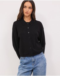Calli - Melton Buttondown Knit Cardigan