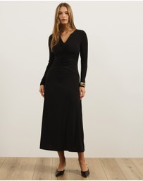 Atmos&Here - Lou Zip Long Sleeve Maxi Dress With Rouching