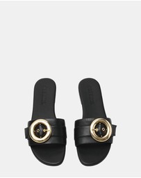 Steve Madden - Marta Black Leather Sandals