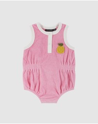 Rock Your Baby - Pineapple Goldie Terry Baby Romper in Pink