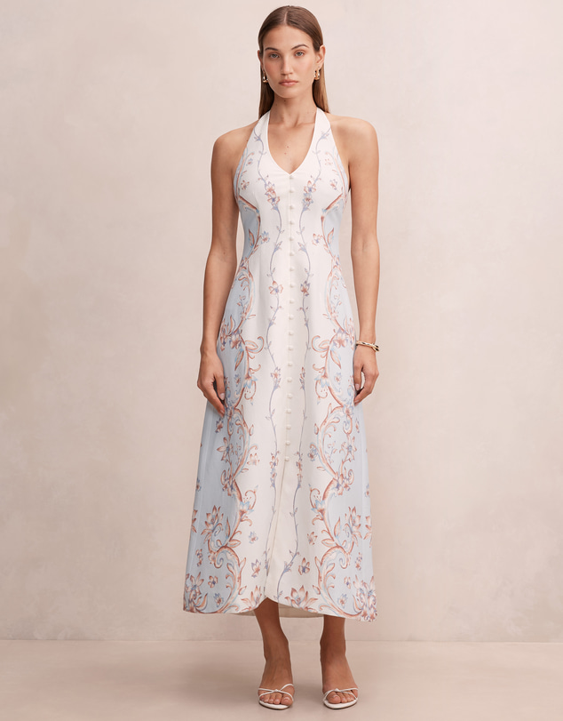 Forever New - Kairo Halter Neck Button Front Midi Dress