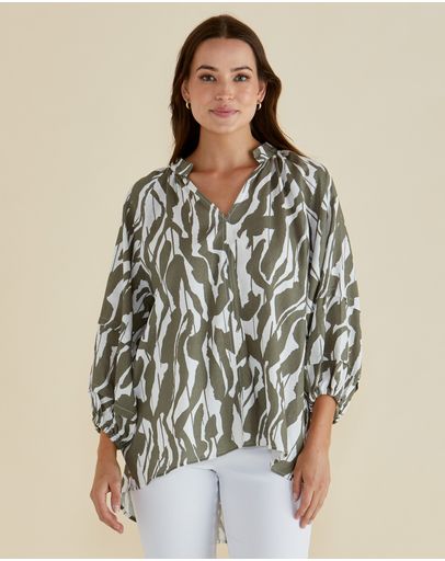 Olive Geometric Print