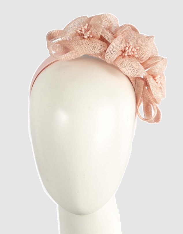 Max Alexander - Small Coral Sinamay Flowers Fascinator