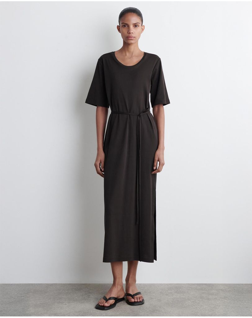 knee length dresses for ladies Elthea Belted Midi Dress in Navy