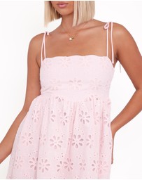 Petal & Pup - Lynne Mini Dress - Pink Broderie