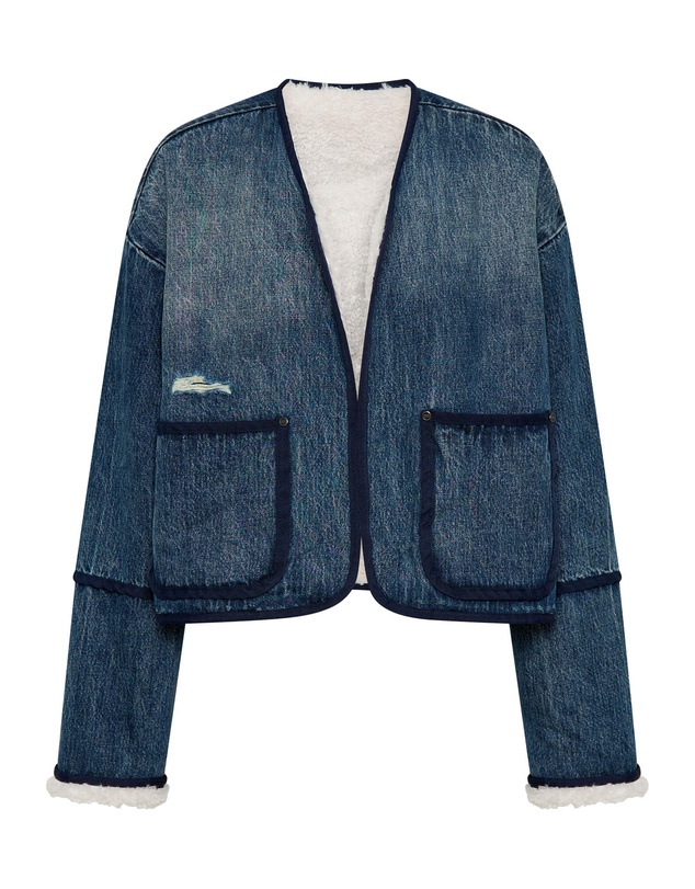 ONE TEASPOON - Teddy Cropped Denim Jacket - Boys Club Blue