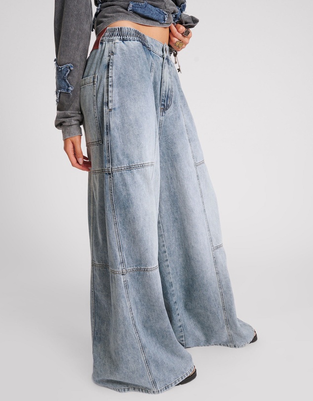 ONE TEASPOON - Blue Blossom Denim Palazzo Pants