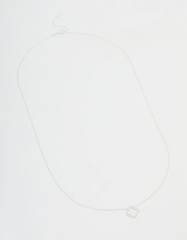 Lovisa - Sterling Silver Cubic Zirconia Flower Pendant Necklace