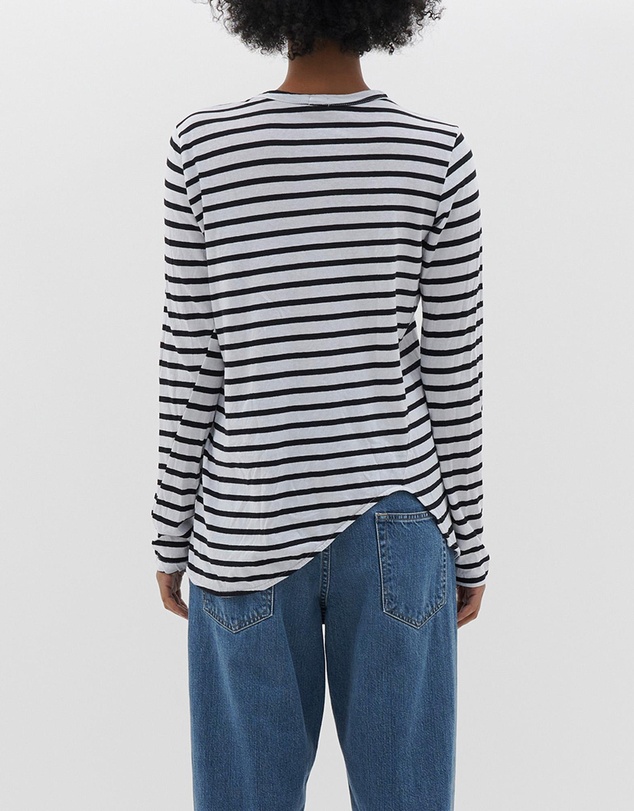 Bassike - stripe scoop hem long sleeve t.shirt