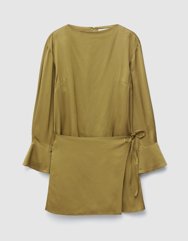 & Other Stories - Satin Tie-Closure Mini Dress