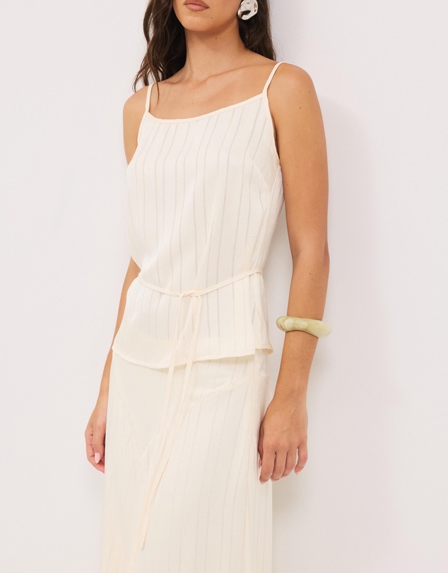 Calli - Sayer Satin Boat Neck Top