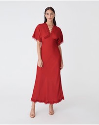 Forcast - Cleo Lace Trim Satin Dress