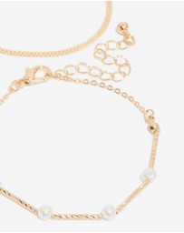 Lovisa - Gold Diamante & Pearl Bracelets 4-Pack