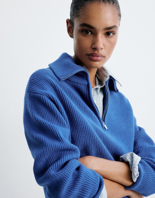 M.N.G - Sweater with Contrasting Zip Collar