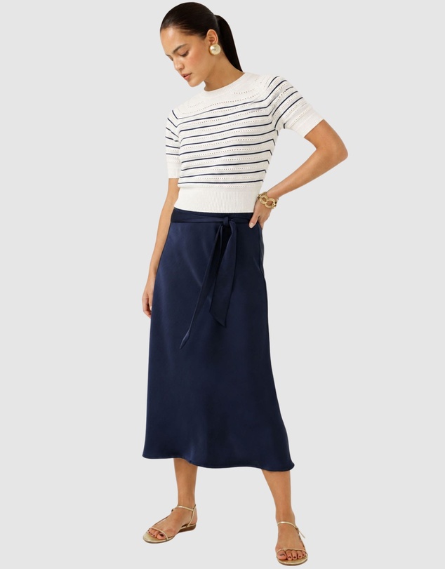 SACHA DRAKE - Eyelet Stripe Knit Top