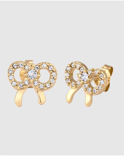 Elli Jewelry - Crystal Bow Stud Earrings in Gold-Plated 925 Silver